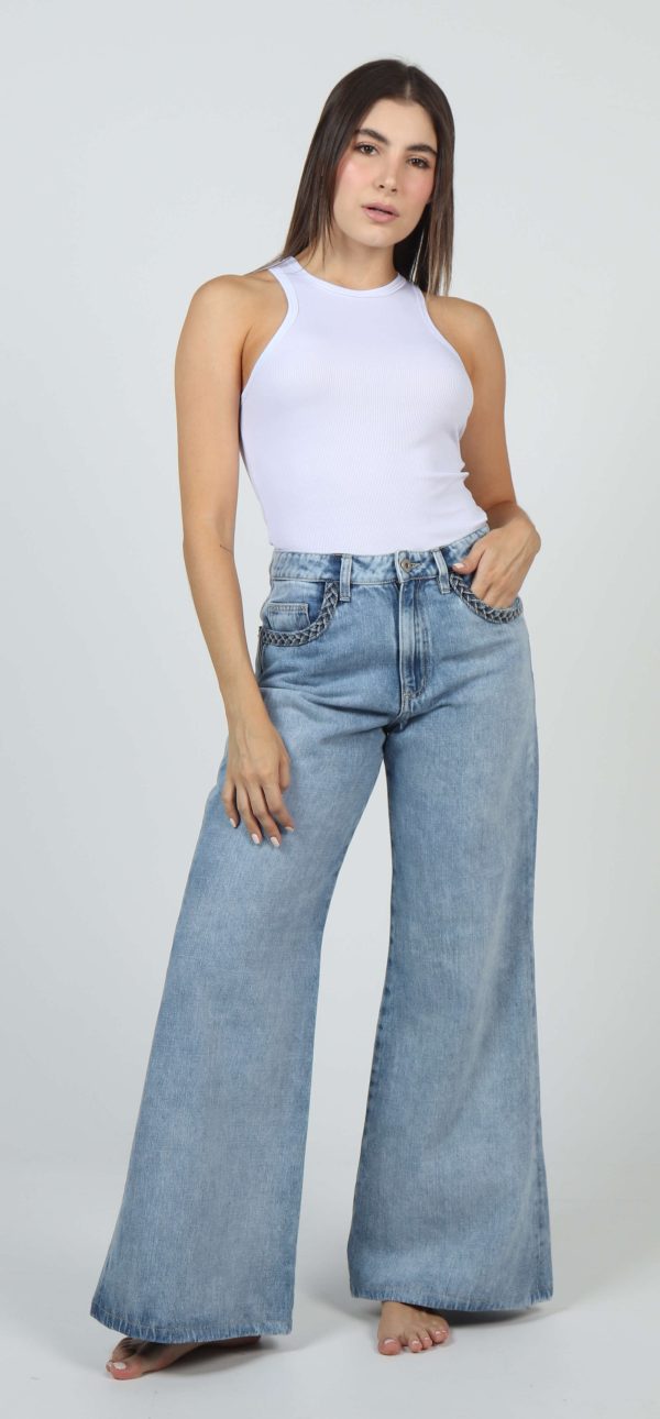 Jean Femenino Wide Leg Trenza