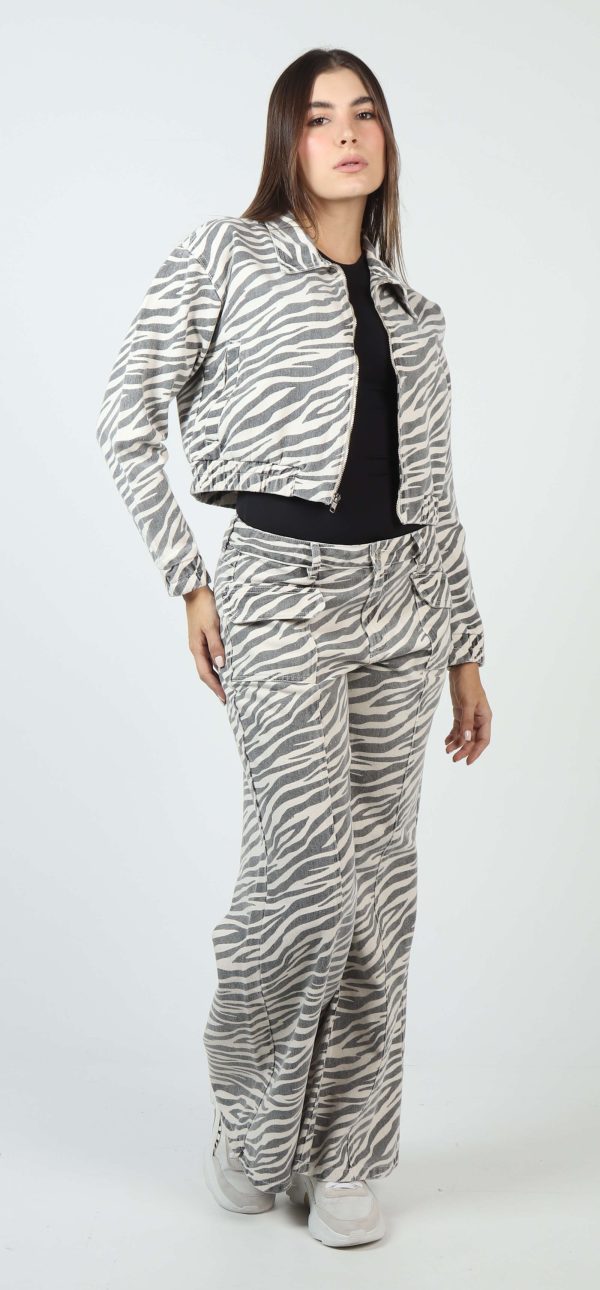 Jean Femenino Wide Leg Estampado Zebra y Ivory