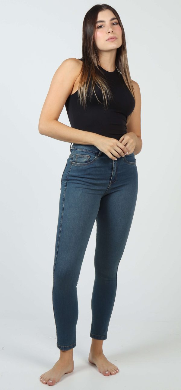 Jean Femenino Skinny Fit Esencial de Moda Azul Medio