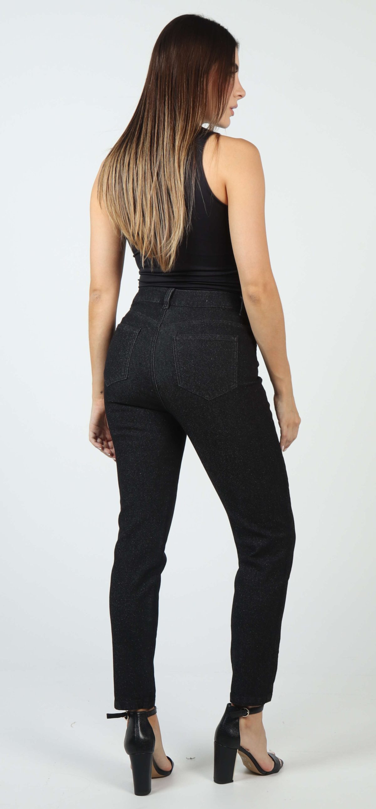 Jean Femenino Skinny Fit Glitter Negro - Imagen 4