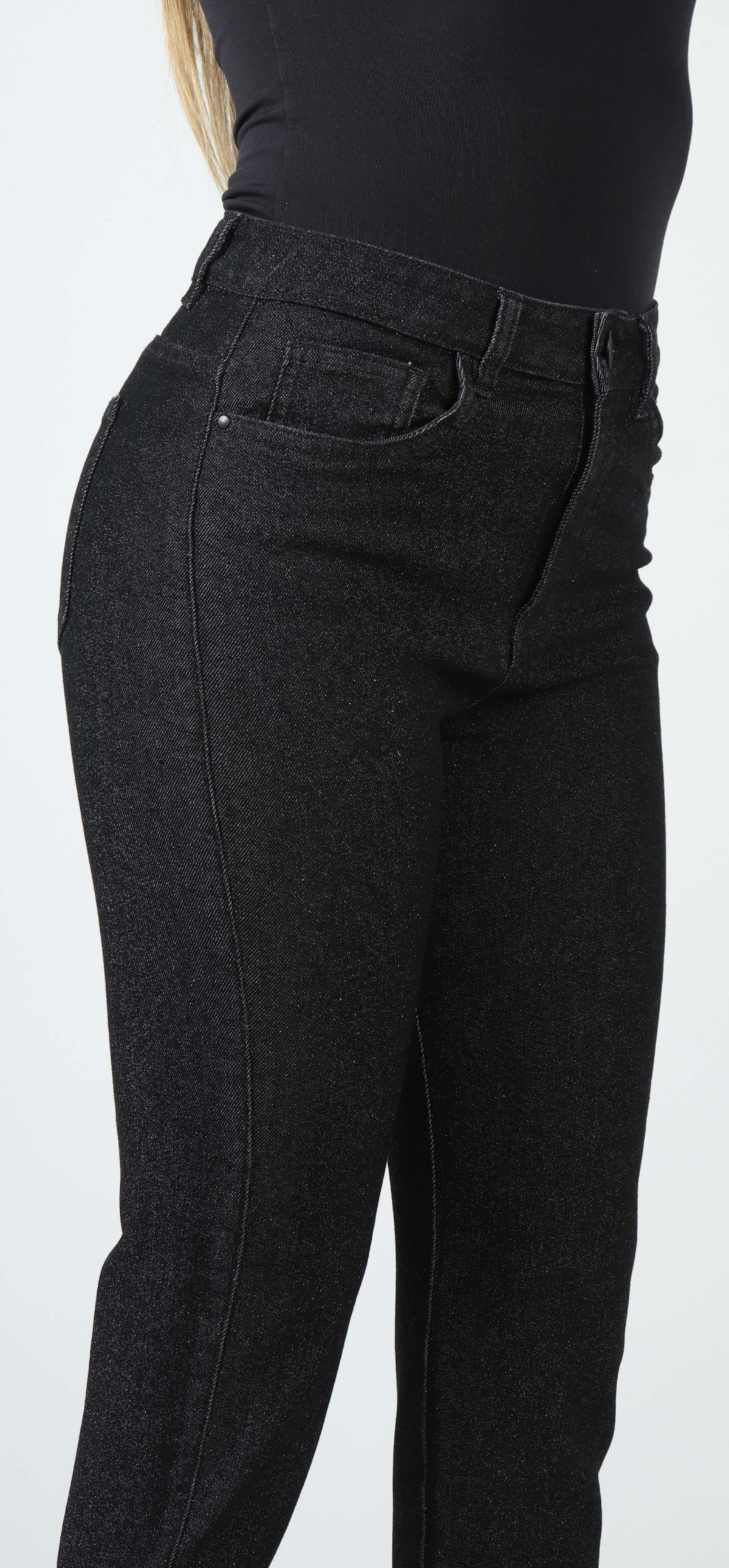 Jean Femenino Skinny Fit Glitter Negro - Imagen 5