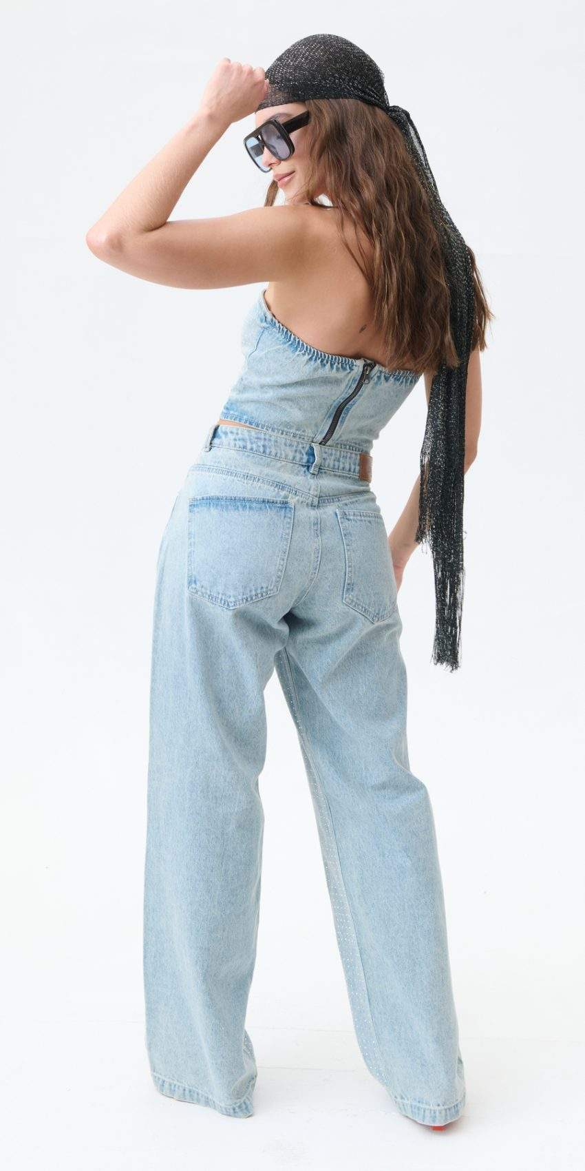 Jean Straight Hotfix Brillos Azul Claro - Imagen 4