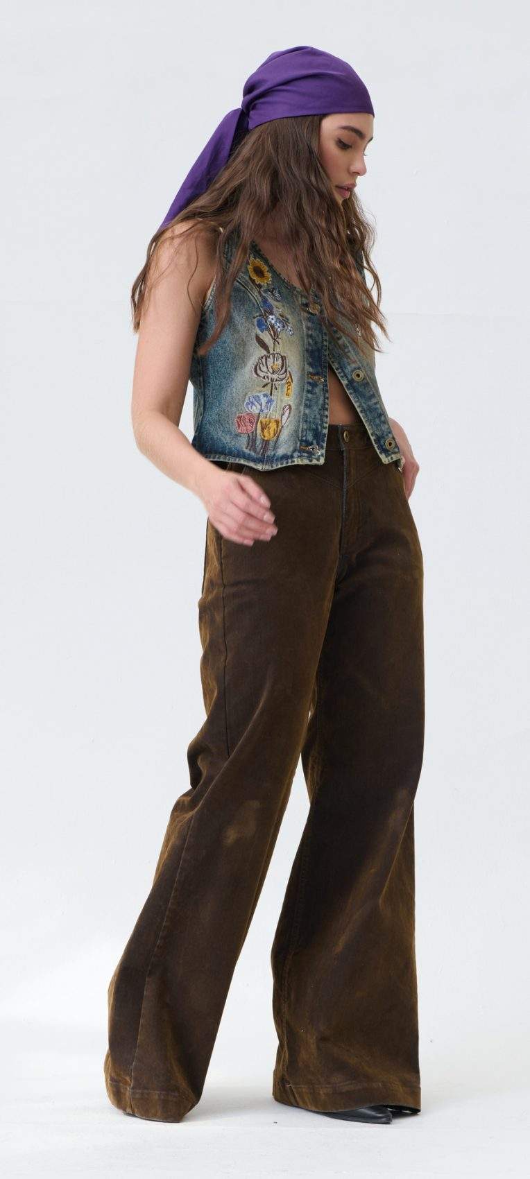 Jean Wide Leg con Velvetín Café - Imagen 5
