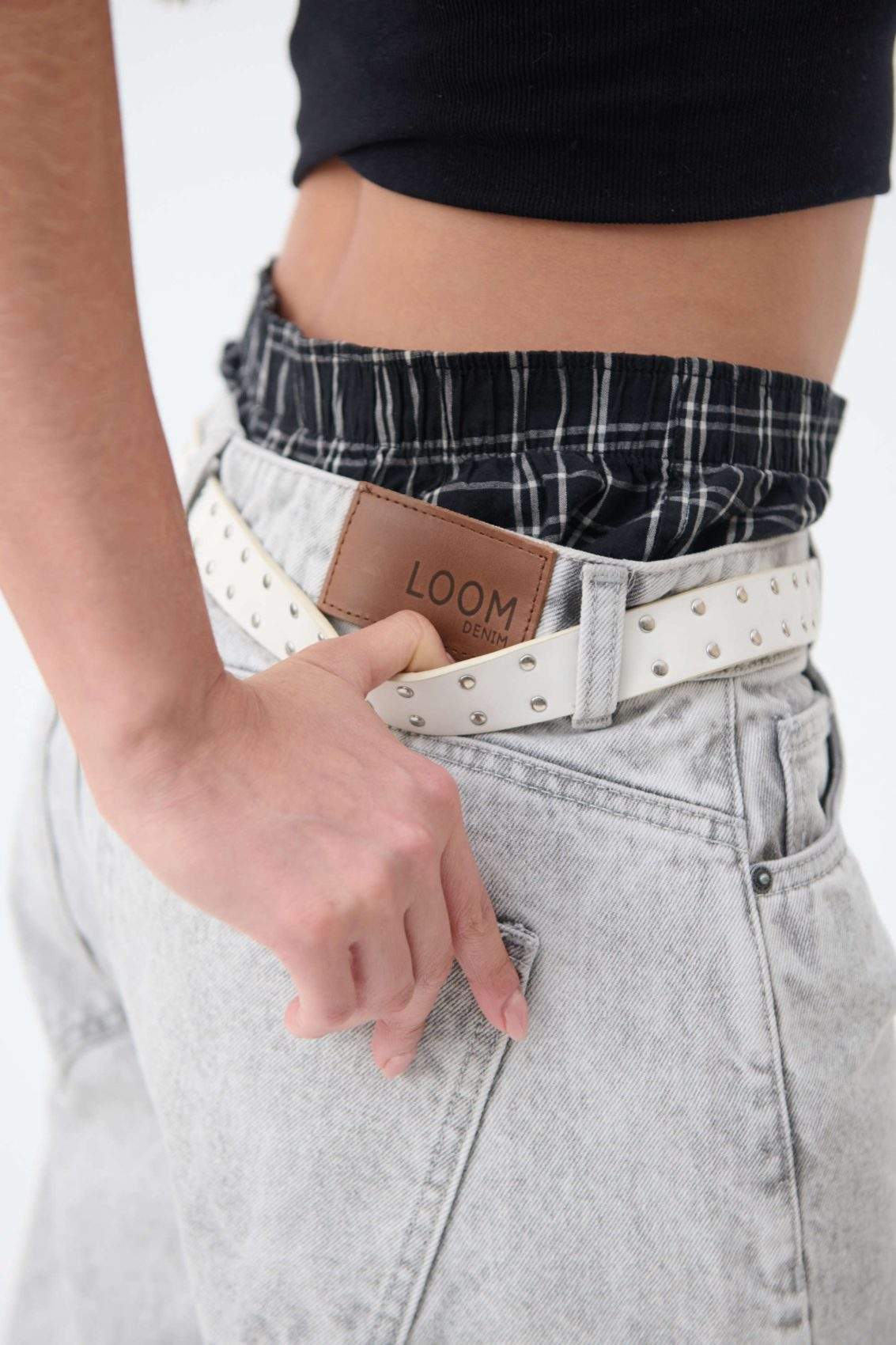 Jean Super Wide Leg Gris Tiro Bajo - Imagen 6