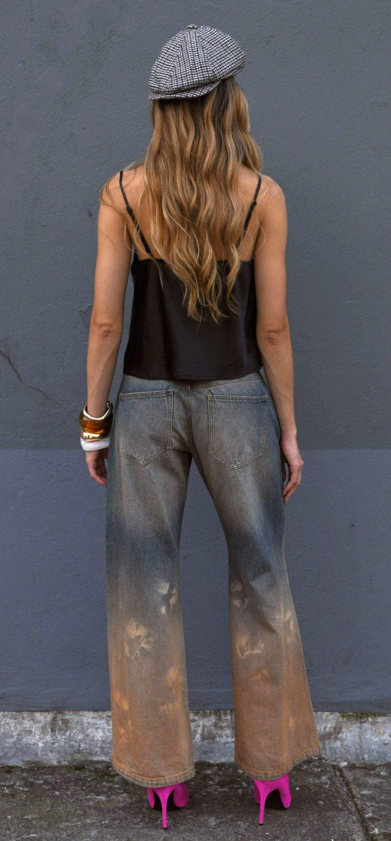 Jean Wide Leg Tiro Bajo Vintage Orange Azul Medio Impacto Moda Femenino - Imagen 2