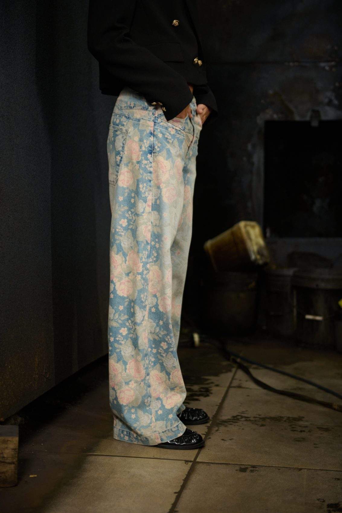 Jean Straight Tiro Medio Azul Medio Flowers Print Femenino Impacto Moda - Image 3