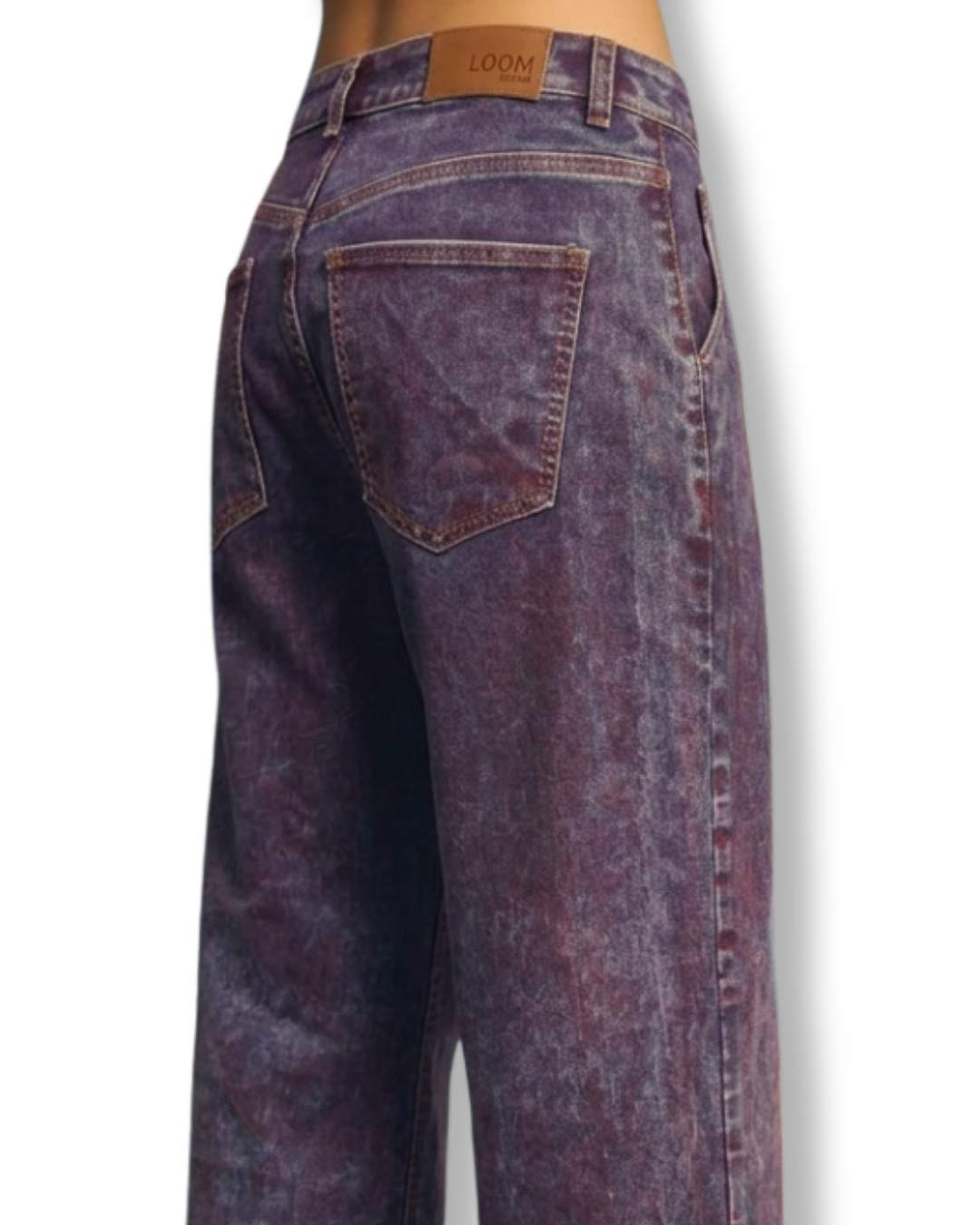 Jean Wide Leg Tiro Alto Spec Tex Velvet Azul Wine Impacto Moda Femenino - Imagen 3